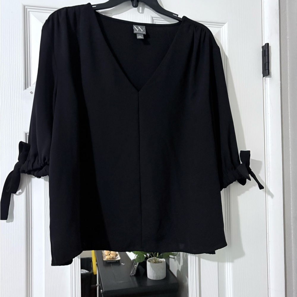 Black V-Neck Blouse